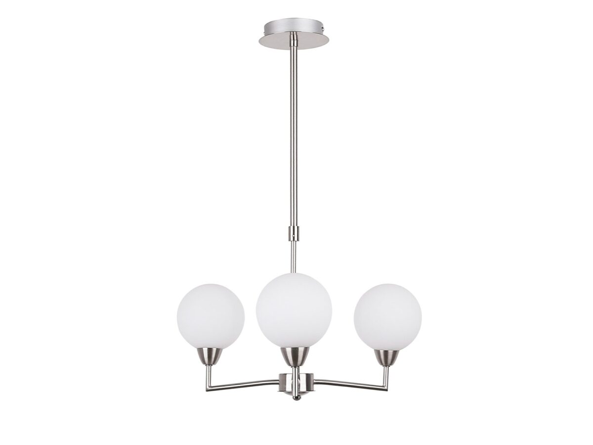 Lampa wisząca Teravio 3-punktowa z białymi kloszami satynowa