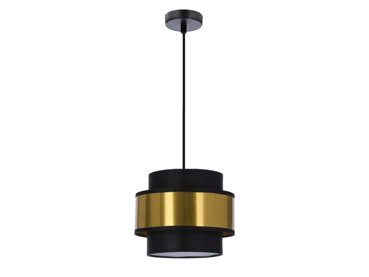 Lampa wisząca Teritora czarna ze złotym pasem 20 cm