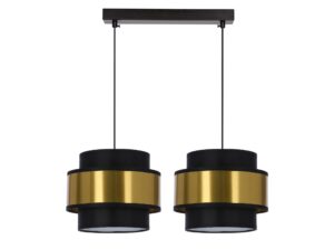 Miniaturka 2 - Lampa wisząca Teritora z dwoma czarno-złotymi abażurami