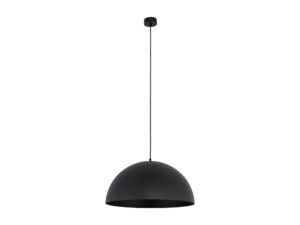 Miniaturka 8 - Czarna lampa wisząca Titan z szerokim półkolistym kloszem i przewodem