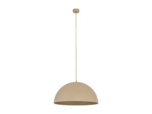 Miniaturka 4 - Piaskowobeżowa lampa wisząca Titan z metalowym półokrągłym kloszem