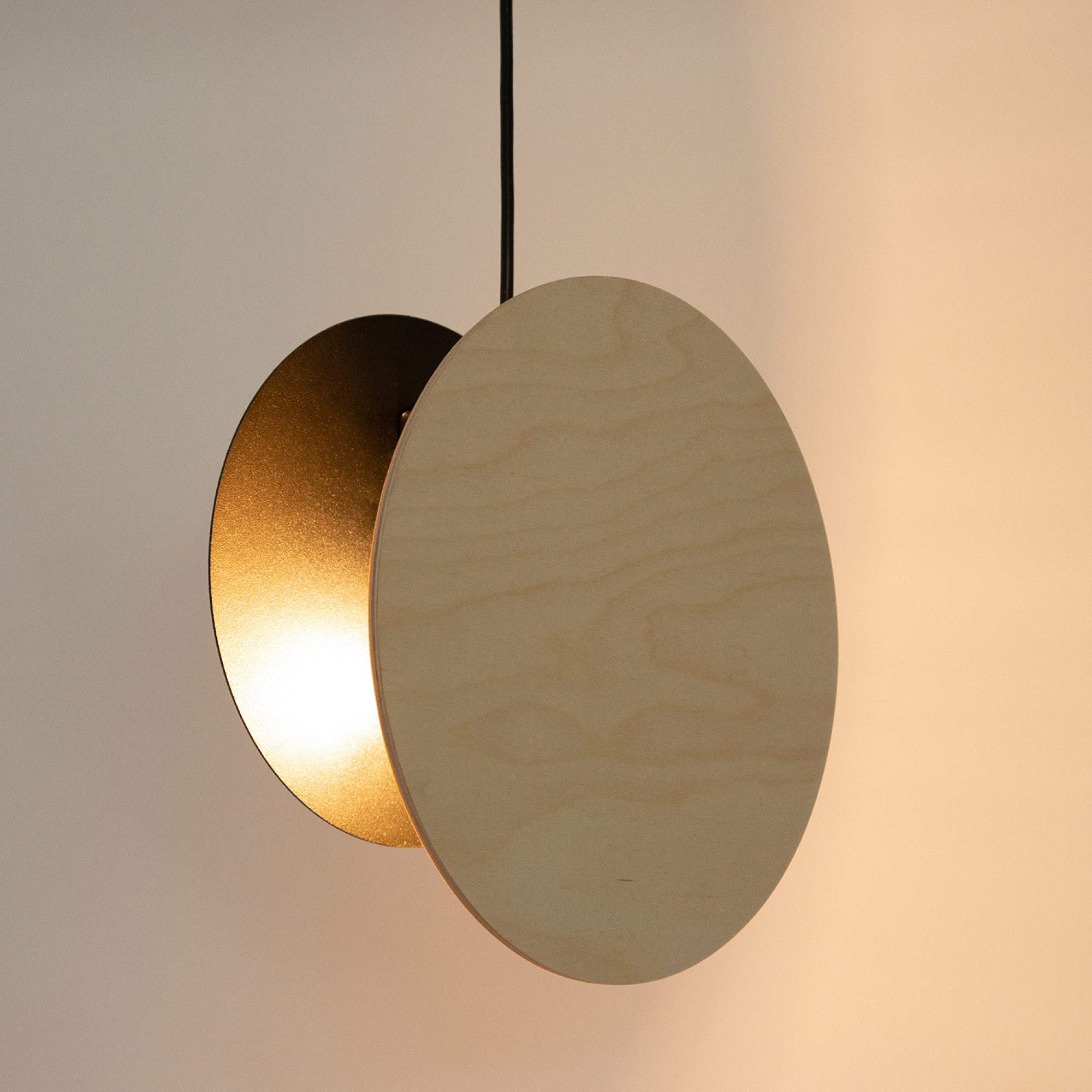 Lampa wisząca Tola 1 czarna z brzozą w ujęciu rozświetlonym