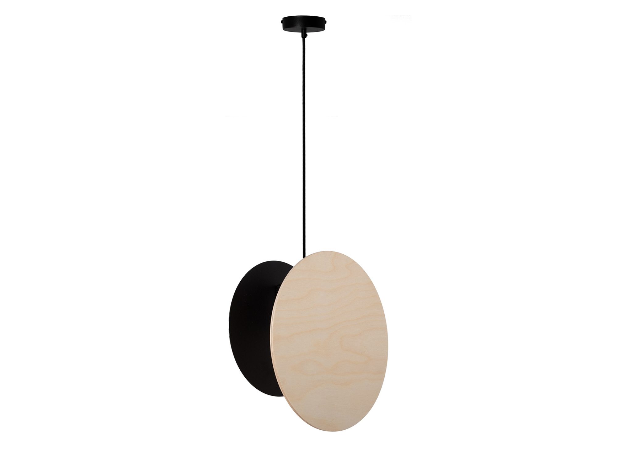 Lampa wisząca Tola 1 czarna z jasną brzozą na białym tle