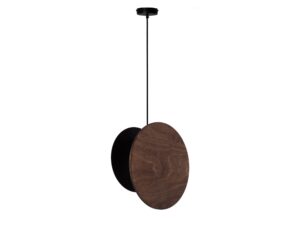 Miniaturka 4 - Lampa wisząca Tola 1 czarna z okrągłymi płytami ze sklejki w ciemnym orzechu