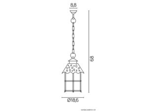 Miniaturka 2 - Lampa wisząca TOLEDO K 1018/1/R – rysunek wymiarowy z łańcuchem