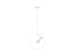Miniaturka 1 - Biała lampa wisząca Toralona z metalowym pierścieniem