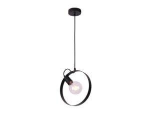 Miniaturka 2 - Czarna lampa wisząca Toralona z okrągłym metalowym pierścieniem