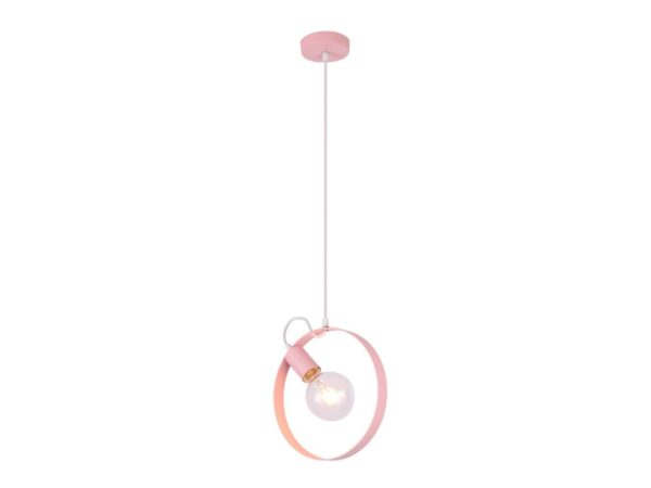 Lampa wisząca Toralona różowa z metalowym pierścieniem