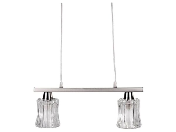 Lampa wisząca Toreta z dwoma ryflowanymi szklanymi kloszami