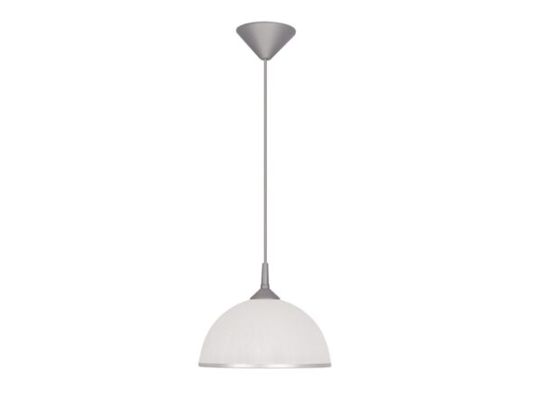 Lampa wisząca Torineta chromowa ze srebrnym zawieszeniem i białym szklanym kloszem