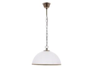 Miniaturka 5 - Lampa wisząca Torineta z białym szklanym kloszem i wykończeniem patyna