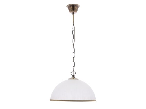 Lampa wisząca Torineta z białym szklanym kloszem i wykończeniem patyna