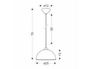 Miniaturka 2 - Rysunek wymiarowy lampy wiszącej Torineta z kloszem o średnicy 25 cm