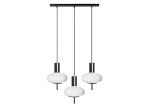 Miniaturka 1 - Lampa wisząca TORNI A 3L czarna z trzema białymi szklanymi kloszami