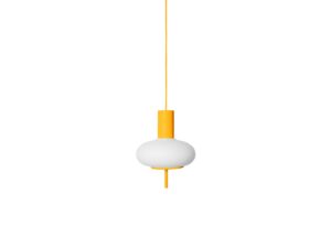 Miniaturka 2 - Melonowa lampa wisząca TORNI A ze szklanym mlecznym kloszem