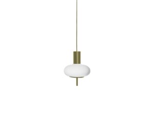 Miniaturka 3 - Oliwkowa lampa wisząca TORNI A z białym szklanym kloszem