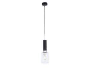 Miniaturka 1 - Lampa wisząca Tuluza 12 cm z czarnym korpusem, chromowanymi detalami i przezroczystym kloszem