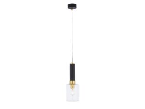 Miniaturka 2 - Lampa wisząca Tuluza 12 cm z czarnym korpusem, złotymi detalami i przezroczystym kloszem