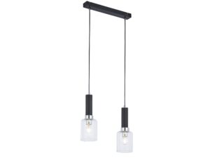 Miniaturka 1 - Lampa wisząca Tuluza 2-punktowa czarna z chromowanymi detalami i dwoma szklanymi kloszami