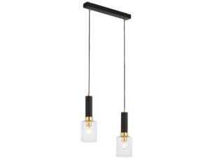 Miniaturka 2 - Lampa wisząca Tuluza 2-punktowa czarna ze złotymi detalami i dwoma szklanymi kloszami