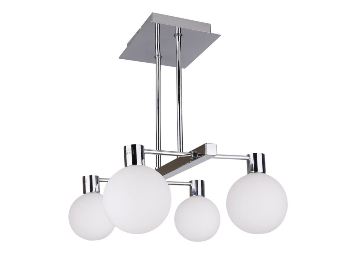 Lampa wisząca Uladena 4-punktowa G9 chrom białe kule 42 cm