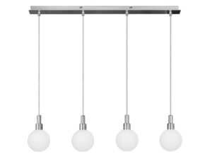 Miniaturka 2 - Lampa wisząca Uladena z czterema białymi szklanymi kloszami i metalowym zawiesiem
