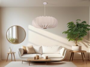 Miniaturka 3 - Lampa wisząca Ulidino w odcieniu frappe w jasnym salonie