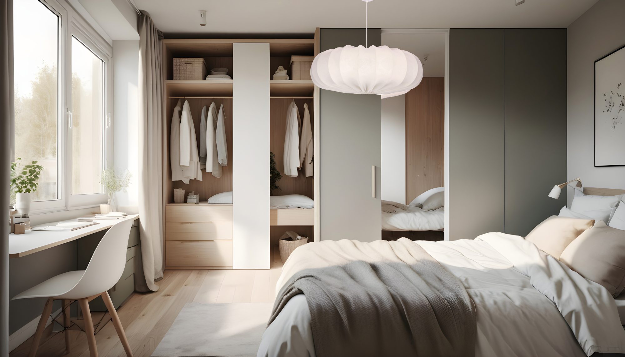 Lampa wisząca Ulidino latte w aranżacji sypialni