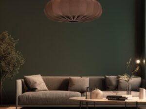 Miniaturka 4 - Lampa wisząca Ulidino mokka w ciemnym salonie