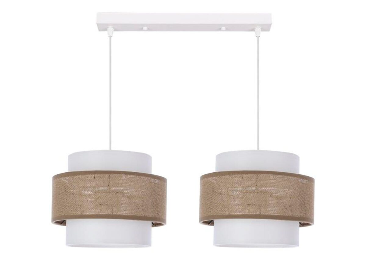 Lampa wisząca Ulosela 2-punktowa z biało-beżowymi abażurami 55 cm biały