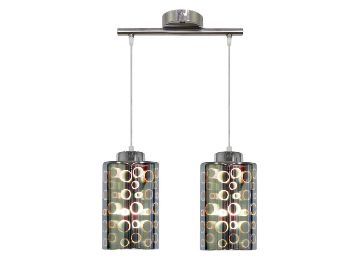 Lampa wisząca Ulosio chromowana 2 klosze szklane 3D E27