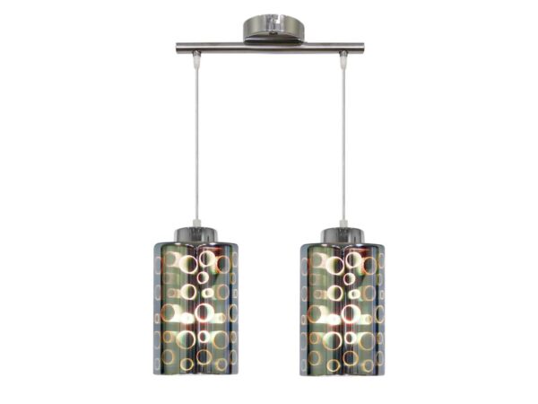 Lampa wisząca Ulosio chromowana z dwoma cylindrycznymi szklanymi kloszami
