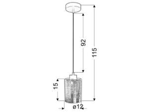 Miniaturka 2 - Rysunek wymiarowy pojedynczej lampy Ulosio wysokość 115 cm średnica 12 cm