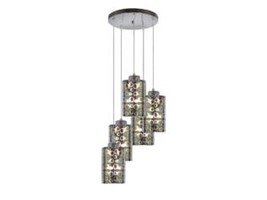 Miniaturka 2 - Lampa wisząca Ulosio z pięcioma cylindrycznymi chromowanymi kloszami