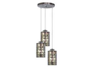 Miniaturka 2 - Lampa wisząca Ulosio z trzema chromowanymi szklanymi kloszami w kółka