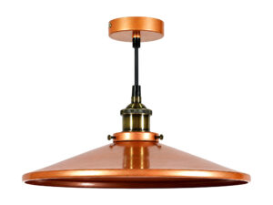Miniaturka 2 - Lampa wisząca Valesela miedziana z niskim kloszem – widok z przodu