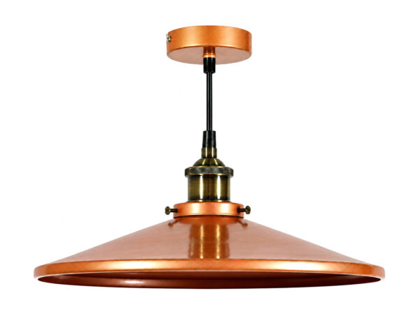 Lampa wisząca Valesela miedziana z niskim kloszem – widok z przodu