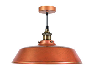 Miniaturka 1 - Lampa wisząca Valesela miedziana z wysokim kloszem – widok z przodu