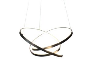 Miniaturka 1 - Czarna lampa wisząca Validano LED, zbliżenie trzech wygiętych świecących obręczy