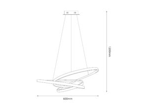Miniaturka 4 - Rysunek wymiarowy lampy wiszącej Validano o średnicy 60 cm i całkowitej wysokości około 120 cm