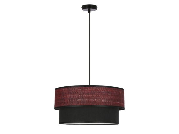 Lampa wisząca Validio z dwuwarstwowym czarnym i bordowym abażurem