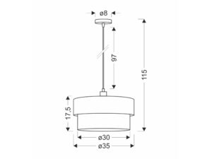 Miniaturka 1 - Rysunek wymiarowy lampy wiszącej Validio o średnicy 35 cm