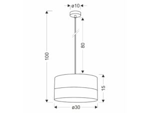 Miniaturka 2 - Rysunek wymiarowy lampy wiszącej Valinio z kloszem 30 cm