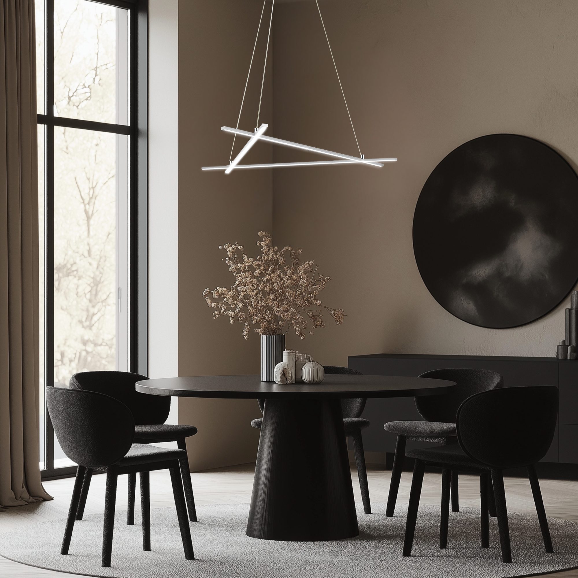 Aranżacja jadalni ze świecącą lampą wiszącą Valitano 30 W