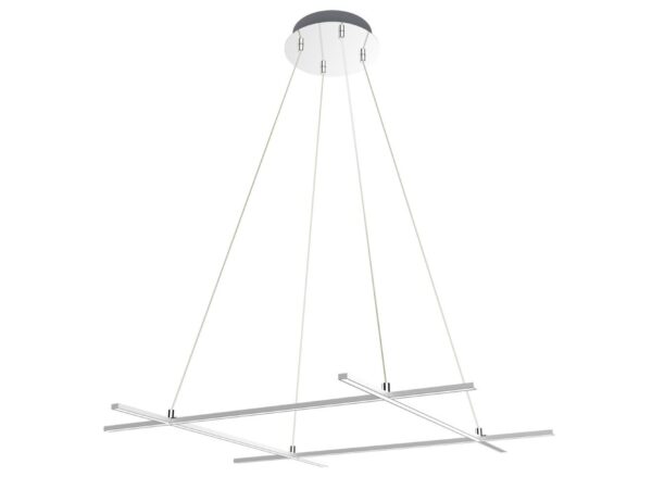 Lampa wisząca Valitano LED 40 W srebrna z czterema skrzyżowanymi listwami