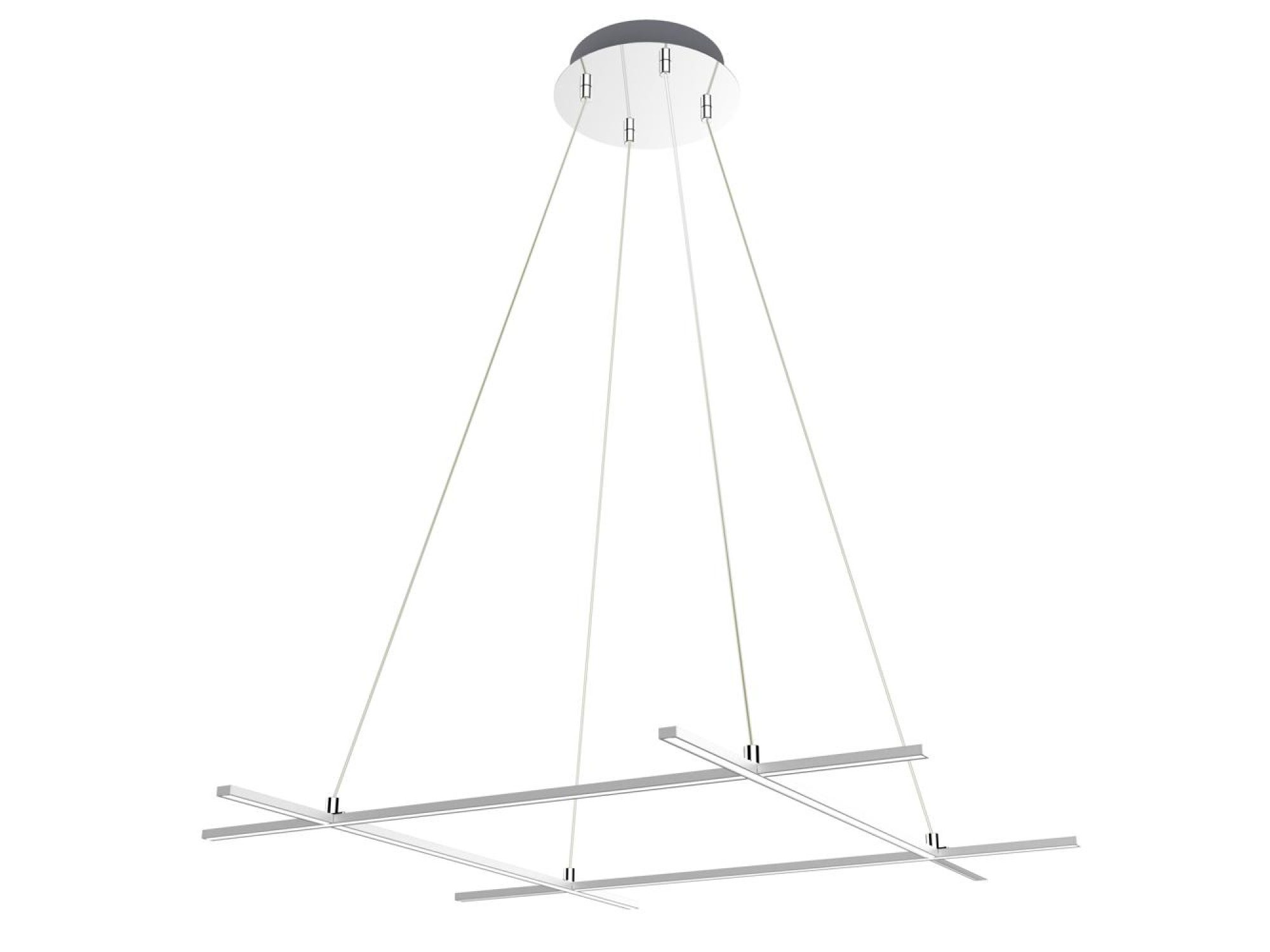 Srebrna lampa wisząca LED Valitano 40 W – cztery przecinające się profile