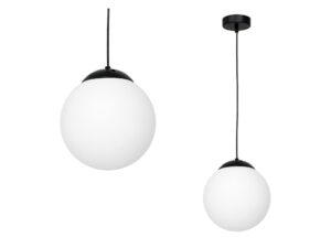 Miniaturka 1 - Lampa wisząca Valonio z białym kulistym kloszem na białym tle