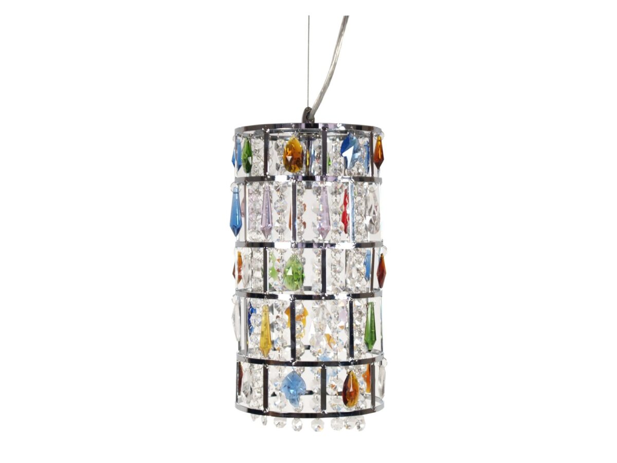 Lampa wisząca Valovino chromowana z kolorowymi kryształkami Ø16 cm