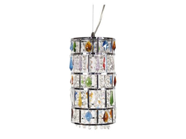 Lampa wisząca Valovino chromowana z kolorowymi zawieszkami kryształowymi