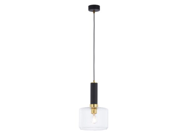 Lampa wisząca Vanes 1-punktowa, złoto-czarna, klosz przezroczyste, producent